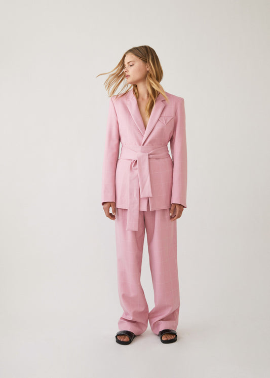 Bobbi Boyfriend Pant Pink Check