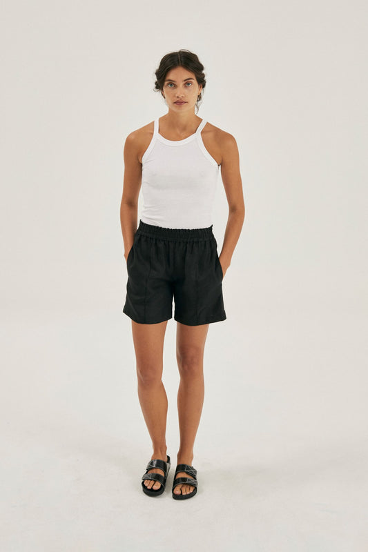 Linen Shorts Black
