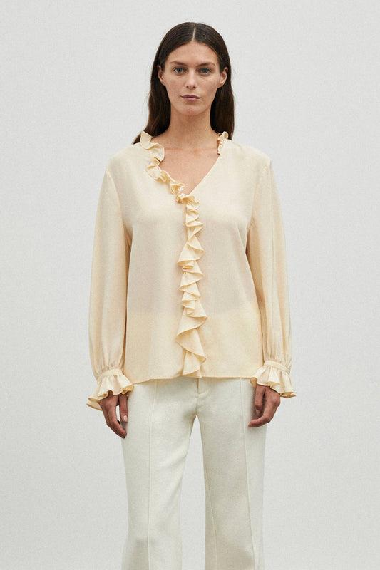 Frilled To Be Here Shirt Peach
