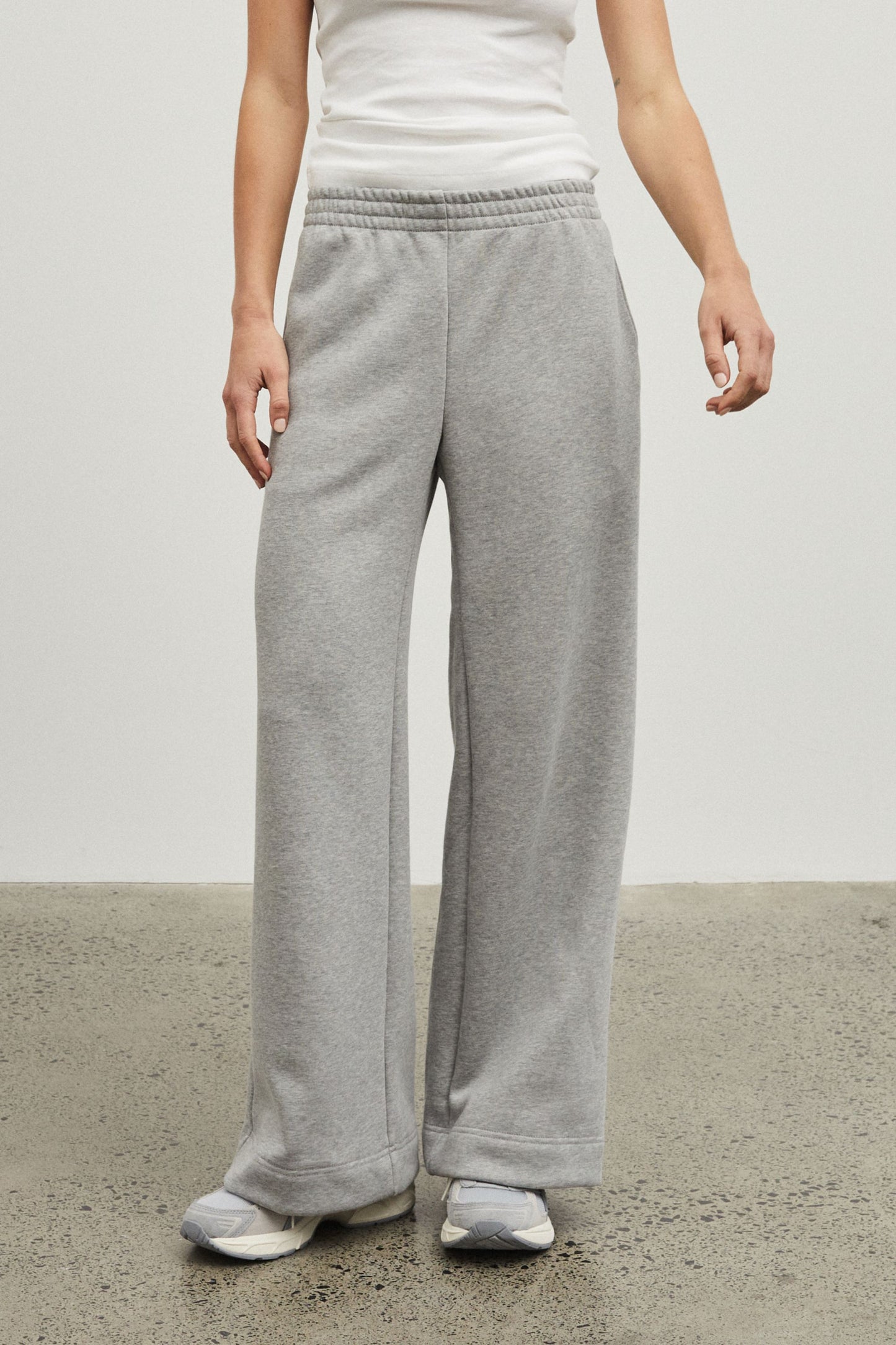 Wide Leg Track Pant Grey Marl